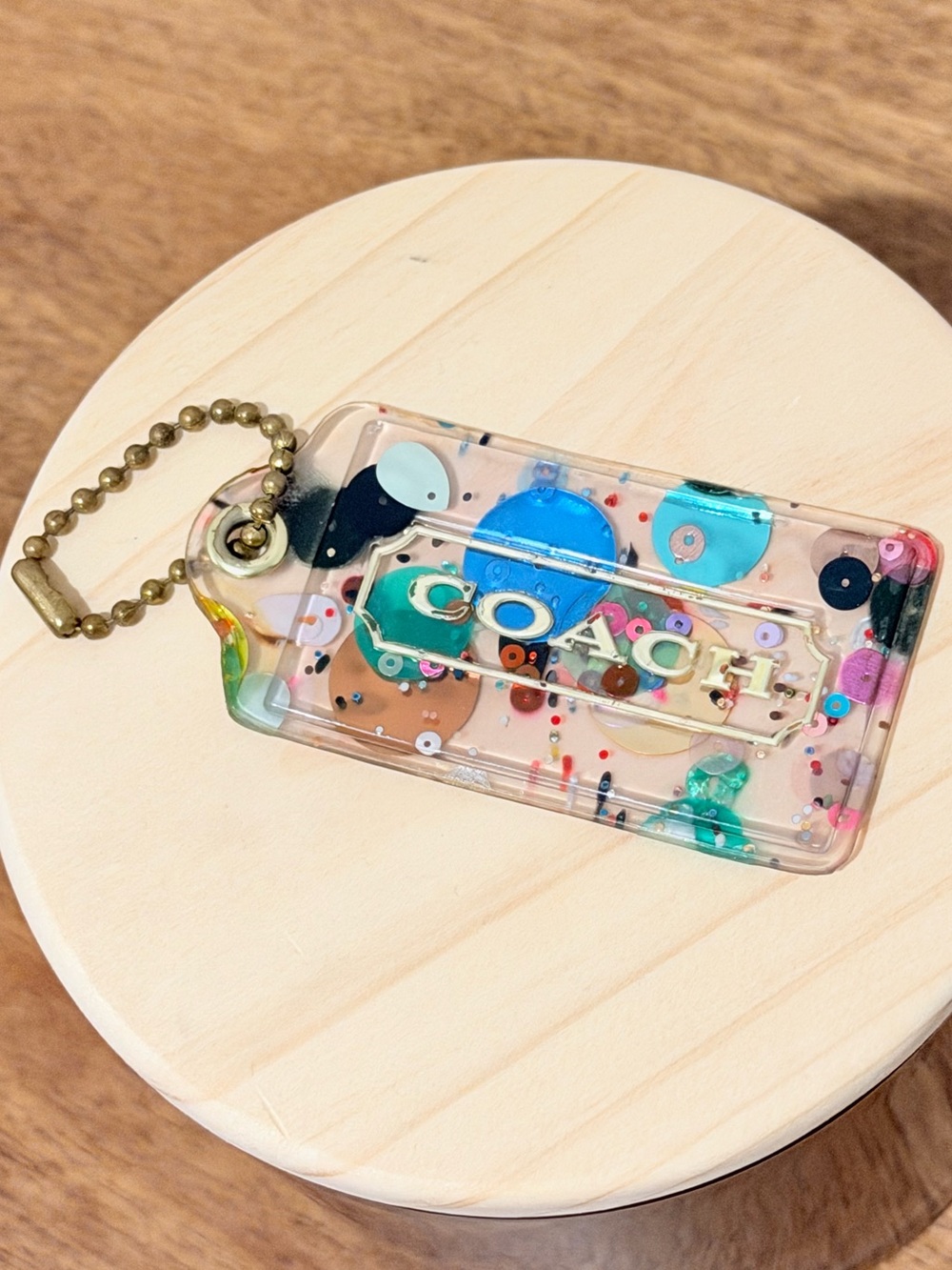 Coach Poppy Confetti Clear Acrylic Hangtag Bag Charm VINTAGE